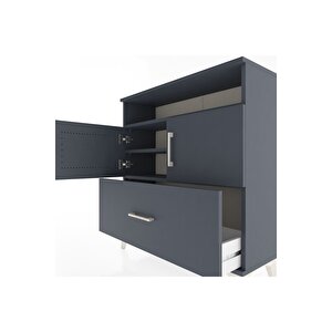 Arges Şifonyer 3 Raflı Tek Çekmeceli 2 Kapaklı 88x30x96 Antrasit-antrasit