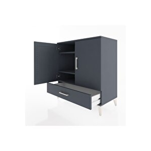 Hyperion Şifonyer 3 Raflı Tek Çekmeceli 2 Kapaklı 88x44x96 Antrasit-antrasit