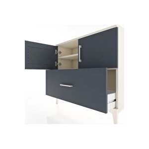 Arges Şifonyer 2 Raflı Tek Çekmeceli 2 Kapaklı 88x30x80 Aytaşı-antrasit