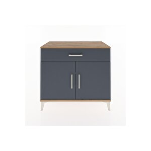 Hyperion Şifonyer 2 Raflı Tek Çekmeceli 2 Kapaklı 88x44x80 Çam-antrasit