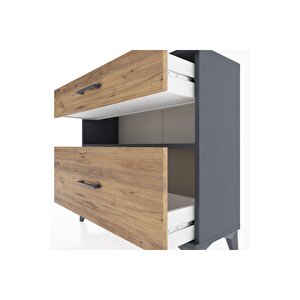 Arges Şifonyer Tek Raflı 2 Çekmeceli 88x30x80 Antrasit-çam