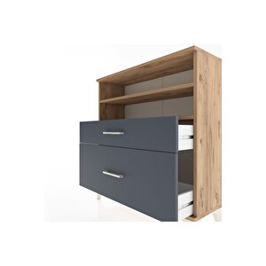Arges Şifonyer 2 Raflı 2 Çekmeceli 88x30x96 Çam-antrasit