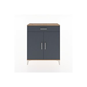 Arges Şifonyer Tek Raflı Tek Çekmeceli 2 Kapaklı 88x30x106 Çam-antrasit