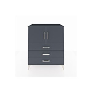 Hyperion Şifonyer 2 Raflı 3 Çekmeceli 2 Kapaklı 88x44x106 Antrasit-antrasit