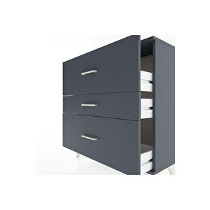 Arges Şifonyer 3 Çekmeceli 88x30x96 Antrasit-antrasit
