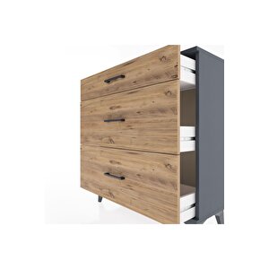 Arges Şifonyer 3 Çekmeceli 88x30x96 Antrasit-çam