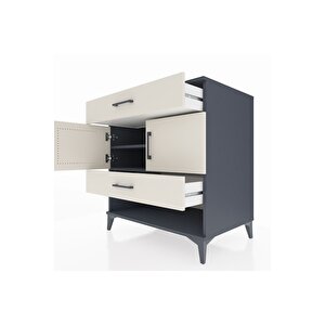 Kronos Şifonyer 2 Raflı 2 Çekmeceli 2 Kapaklı 88x59x96 Antrasit-aytaşı