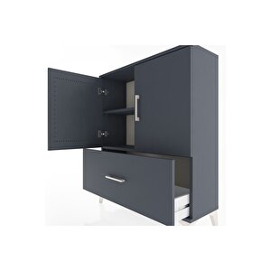 Arges Şifonyer 2 Raflı Tek Çekmeceli 2 Kapaklı 88x30x106 Antrasit-antrasit