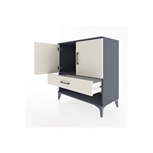 Hyperion Şifonyer Tek Raflı Tek Çekmeceli 2 Kapaklı 88x44x96 Antrasit-aytaşı