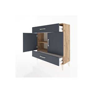 Arges Şifonyer 2 Raflı 2 Çekmeceli 2 Kapaklı 88x30x96 Çam-antrasit