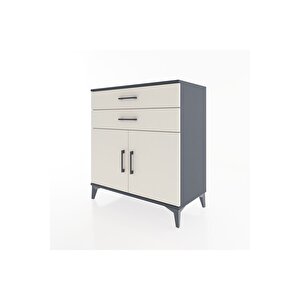 Hyperion Şifonyer 2 Raflı 2 Çekmeceli 2 Kapaklı 88x44x96 Antrasit-aytaşı