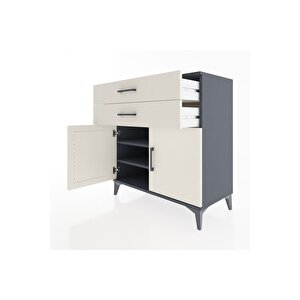 Hyperion Şifonyer 2 Raflı 2 Çekmeceli 2 Kapaklı 88x44x96 Antrasit-aytaşı