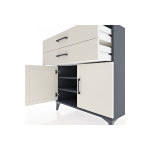 Hyperion Şifonyer 2 Raflı 2 Çekmeceli 2 Kapaklı 88x44x96 Antrasit-aytaşı