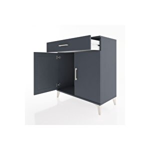 Hyperion Şifonyer Tek Çekmeceli 2 Kapaklı 88x44x96 Antrasit-antrasit