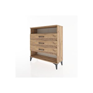 Arges Şifonyer Tek Raflı 3 Çekmeceli 88x30x96 Çam-çam