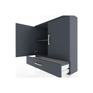 Hyperion Şifonyer 2 Raflı Tek Çekmeceli 2 Kapaklı 88x44x96 Antrasit-antrasit