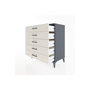 Hyperion Şifonyer 5 Çekmeceli 88x44x96 Antrasit-aytaşı