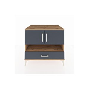 Kronos Şifonyer 3 Raflı Tek Çekmeceli 2 Kapaklı 88x59x80 Çam-antrasit