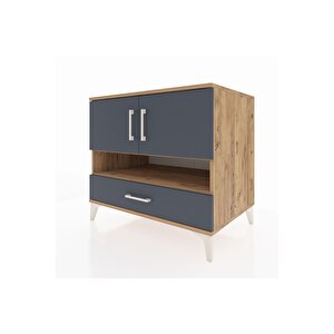 Kronos Şifonyer 3 Raflı Tek Çekmeceli 2 Kapaklı 88x59x80 Çam-antrasit