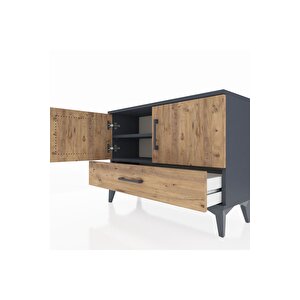 Arges Şifonyer 2 Raflı Tek Çekmeceli 2 Kapaklı 88x30x64 Antrasit-çam