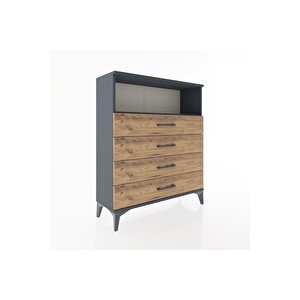 Arges Şifonyer Tek Raflı 4 Çekmeceli 88x30x106 Antrasit-çam