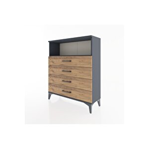 Arges Şifonyer Tek Raflı 4 Çekmeceli 88x30x106 Antrasit-çam