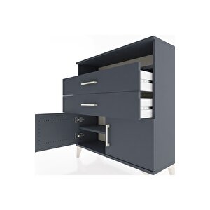 Arges Şifonyer 2 Raflı 2 Çekmeceli 2 Kapaklı 88x30x96 Antrasit-antrasit