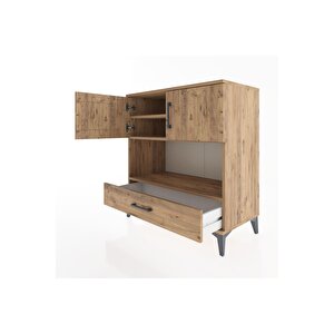 Hyperion Şifonyer 3 Raflı Tek Çekmeceli 2 Kapaklı 88x44x96 Çam-çam