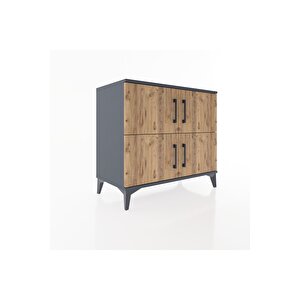 Hyperion Şifonyer Tek Raflı 4 Kapaklı 88x44x80 Antrasit-çam