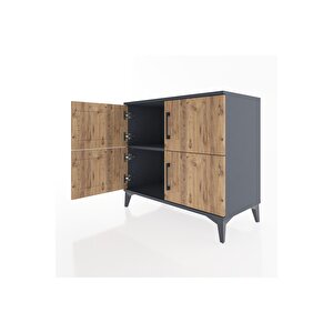 Hyperion Şifonyer Tek Raflı 4 Kapaklı 88x44x80 Antrasit-çam