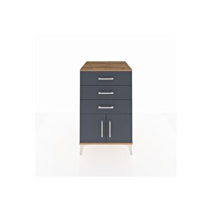 Kronos Komodin 3 Çekmeceli 2 Kapaklı 60x59x96 Çam-antrasit