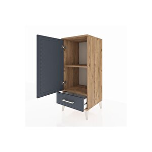 Hyperion Komodin 2 Raflı Tek Çekmeceli Tek Kapaklı 44x44x106 Çam-antrasit