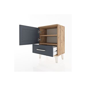 Arges Komodin 2 Raflı Tek Kapaklı 44x30x64 Çam-antrasit