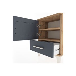 Arges Komodin 2 Raflı Tek Kapaklı 44x30x64 Çam-antrasit