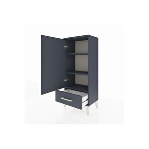 Arges Komodin 3 Raflı Tek Çekmeceli Tek Kapaklı 44x30x106 Antrasit-antrasit