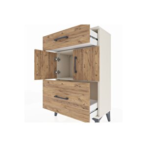 Arges Komodin Tek Raflı 2 Çekmeceli 2 Kapaklı 60x30x96 Aytaşı-çam