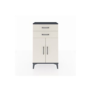 Arges Komodin Tek Raflı 2 Çekmeceli 2 Kapaklı 60x30x106 Antrasit-aytaşı