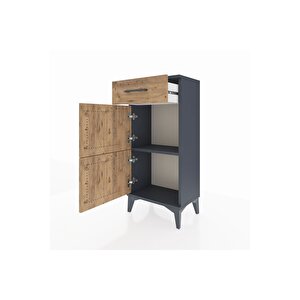 Arges Komodin Tek Raflı Tek Çekmeceli 2 Kapaklı 44x30x96 Antrasit-çam