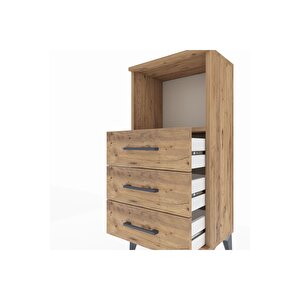 Arges Komodin Tek Raflı 3 Çekmeceli 44x30x96 Çam-çam