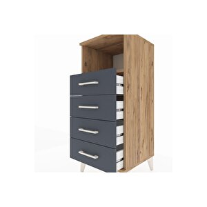 Hyperion Komodin Tek Raflı 4 Çekmeceli 44x44x106 Çam-antrasit