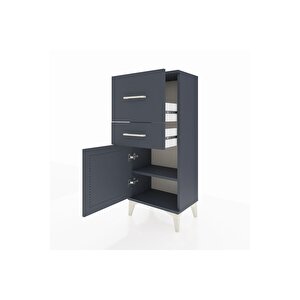 Arges Komodin Tek Raflı 2 Çekmeceli Tek Kapaklı 44x30x106 Antrasit-antrasit