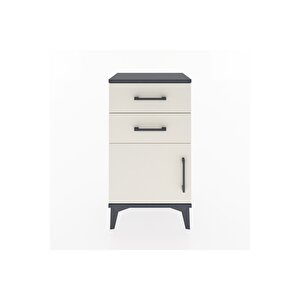 Arges Komodin Tek Raflı 2 Çekmeceli Tek Kapaklı 44x30x80 Antrasit-aytaşı