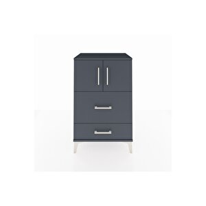 Hyperion Komodin Tek Raflı 2 Çekmeceli 2 Kapaklı 60x44x96 Antrasit-antrasit