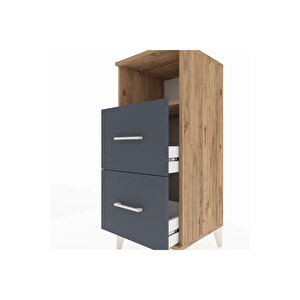 Hyperion Komodin Tek Raflı 2 Çekmeceli 44x44x106 Çam-antrasit
