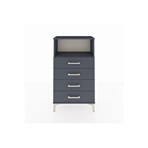 Arges Komodin Tek Raflı 4 Çekmeceli 60x30x106 Antrasit-antrasit