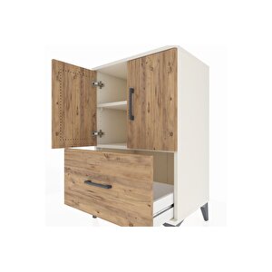Hyperion Komodin 2 Raflı Tek Çekmeceli 2 Kapaklı 60x44x96 Aytaşı-çam