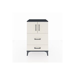 Hyperion Komodin Tek Raflı 2 Çekmeceli 2 Kapaklı 60x44x96 Antrasit-aytaşı