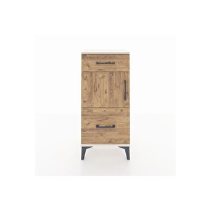 Arges Komodin Tek Raflı 2 Çekmeceli Tek Kapaklı 44x30x96 Aytaşı-çam
