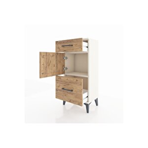 Arges Komodin Tek Raflı 2 Çekmeceli Tek Kapaklı 44x30x96 Aytaşı-çam
