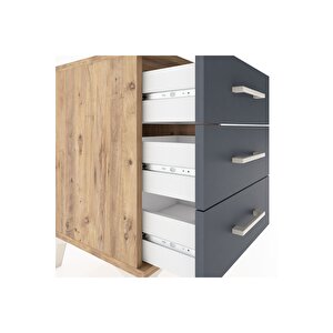 Hyperion Komodin 3 Çekmeceli 44x44x64 Çam-antrasit